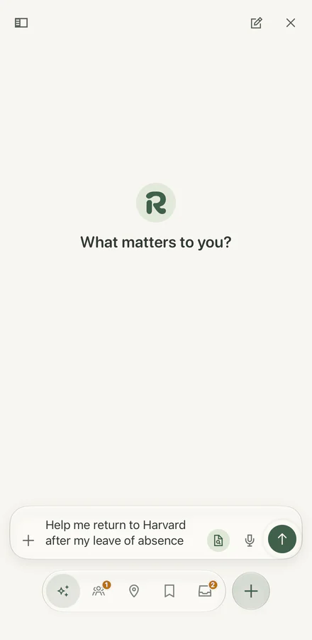 The Assistant, to the right of Today, asking What matters to you?